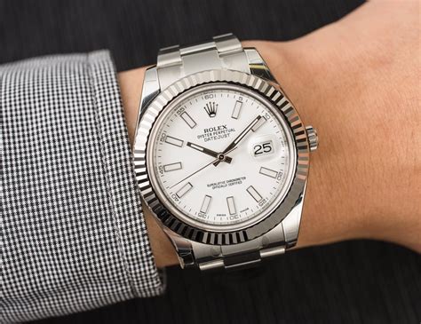 rolex datejust ii white dial on wrist